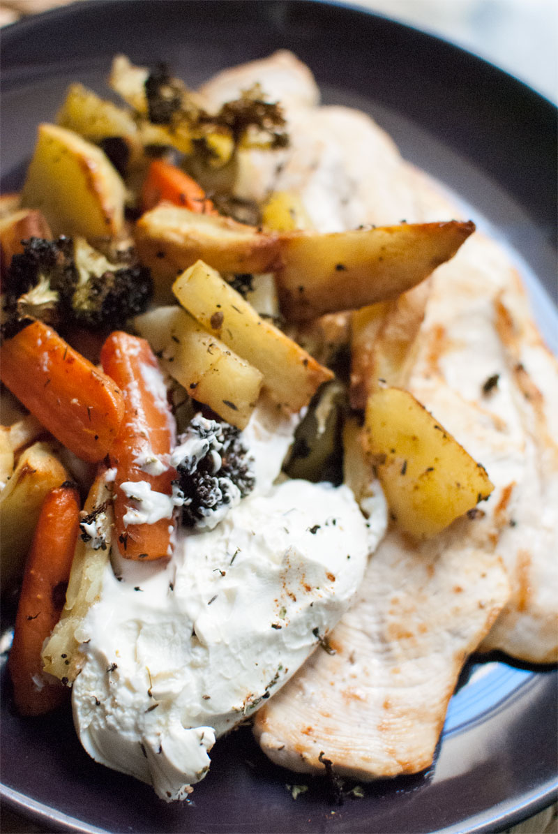 Roasted root vegetables with mascarpone