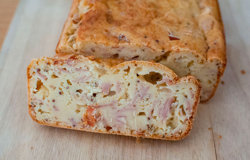 Cheddar and ham cake French recipe
